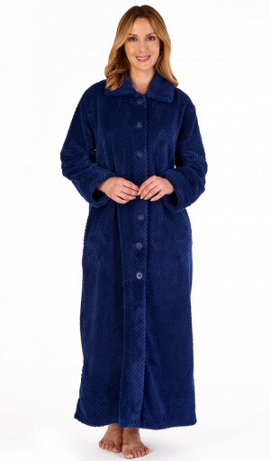 Slenderella Full Length Waffle Button Housecoat